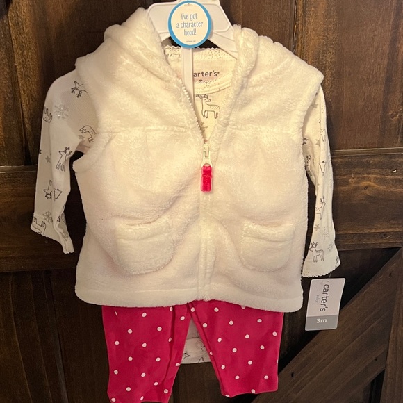 Carter's Cream Vest and Pink Polka Dot Baby Set - Picture 1 of 5